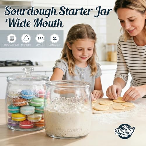 Cookie Jar with Airtight Lids, Half Gallon Wide Mouth Mason Jar