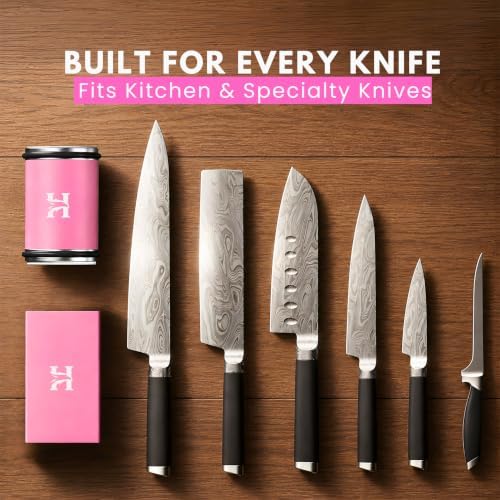 Rolling Knife Sharpener Kit with Diamond & Ceramic Disc, Classic Kit (PINK)