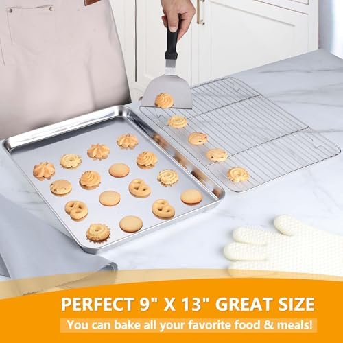 Homikit 10x12 Inch Stainless Steel Quarter Sheet Pan with Wire Cooling Rack