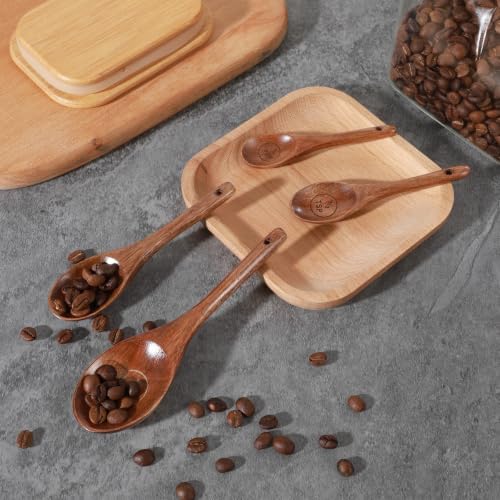 Nogeqi 4PCS Wooden Measuring Spoons Set, Natural Acacia Wooden Table Spoons Measuring Spoon Tablespoon Scoop Teaspoon Scoop for Measure Dry Ingredients, Includes 1/4, 1/2, 1 Tsp and 1 Tbsp