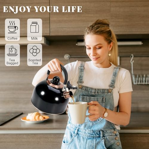 GGC Whistling Tea Kettle for Stove Top, 85OZ/2.6QT Stainless Steel Tea Pot