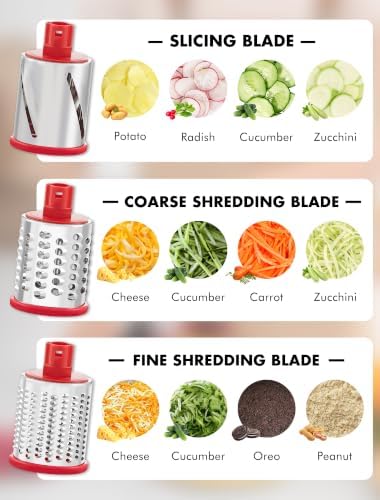 GDL Cheese Grater Hand Crank, Rotary Cheese shredder, Vegetable Slicer