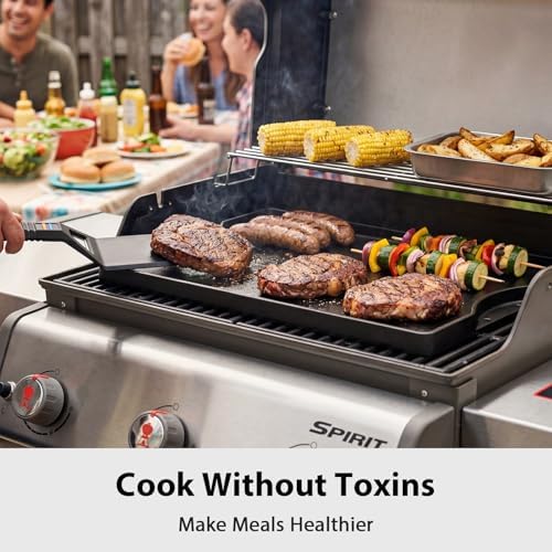 Utheer Reversible Griddle Kit, 16.5 x 10.5 Inch Cast Iron Flat Top