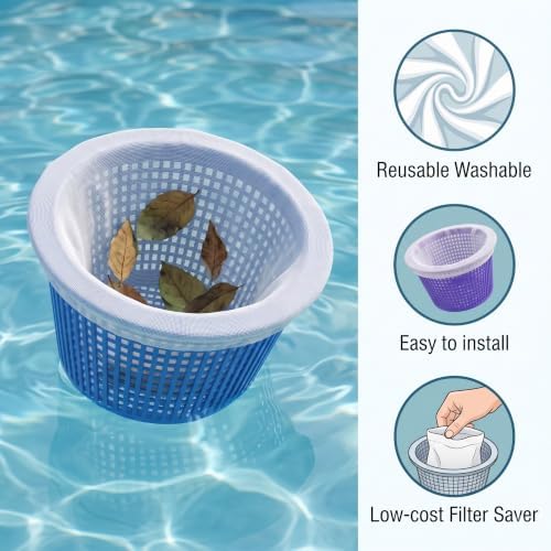 120 Pack Pool Filter Socks for Skimmer Baskets, Ultra Fine Mesh Reusable Pool Skimmer Socks for Above Ground and Inground Pools, Catches Debris, Leaves, Hair, and Branches