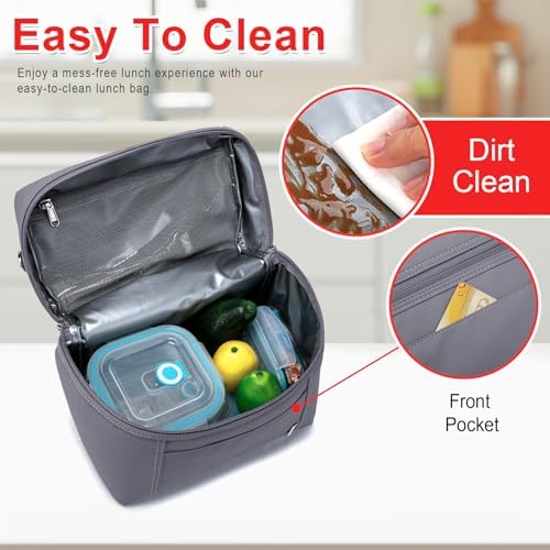 NOL 8L Insulated Lunch Bag for Women, Gray, Medium(normal))