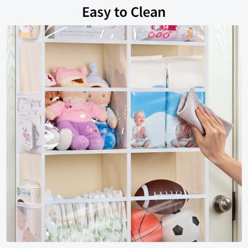 JARLINK Over the Door Organizer, Extra Large Storage for Bedroom, Beige