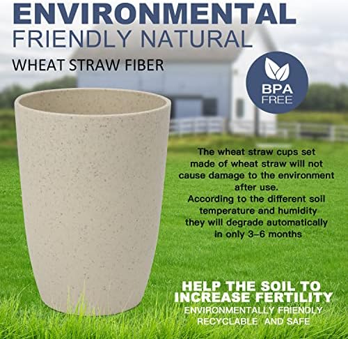 Wrova Wheat Straw Cups 6 PCS Good Alternative to Plastic Reusable Cups 12 oz Unbreakable Drinking Cup Reusable Dishwasher Safe Water Plastic Glasses with 6 Colors