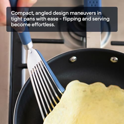 Misen Fish Silicone Spatula - Slotted Turner for Cooking - Perfect for Frying - Heat Resistant - Dishwasher Safe -1mm Thick Flexible Flipper - Soft Silicone Grip Handle for Easy Use (Pack of 2)