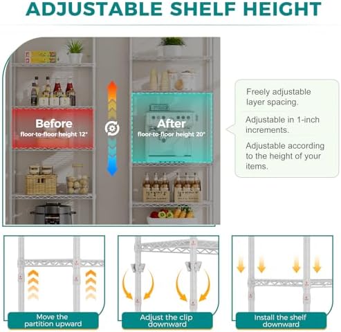SINGAYE 6 Metal Shelves Wire Shelving Storage Shelf Adjustable Unit Pantry