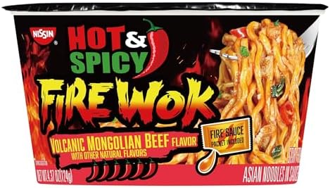 Nissin Hot & Spicy Fire Wok, Volcanic Mongolian Beef, 4.37 Ounce (Pack of 6)