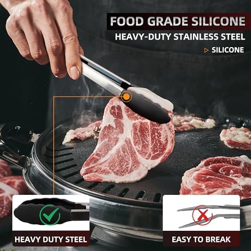 Stainless Steel Kitchen Tongs Set, 3 Pack with Silicone Tips