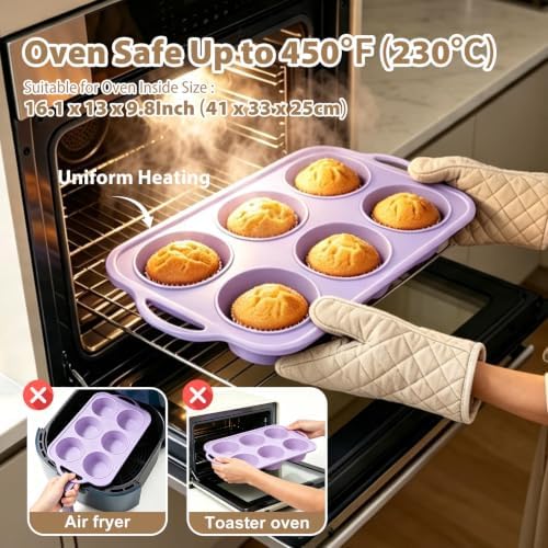 Jumbo Silicone Muffin Mold for Baking: 2 PCS Large Muffin Pan with Frame