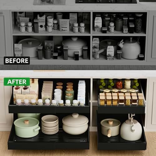 PAKETA 1 Pack Expandable Pull Out Cabinet Organizer,21" Deep