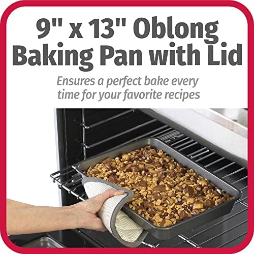 GoodCook Everyday Baking Pan with Metal Lid Nonstick Warp-Resistant Heavy-Gauge Steel Construction Even-Heating Oblong Cake Pan with Solid Oven-Safe Cover, Gray, 9 x 13 inches (Pack of 8)
