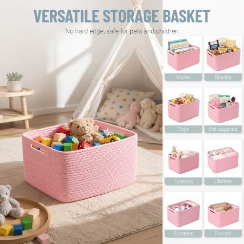 5 Pack Woven Storage Baskets, Decorative Storage Bins for Organizing