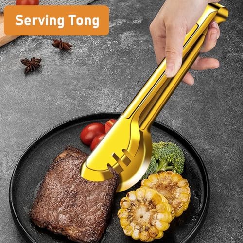 Serving Utensils Set for Buffet, 18 Pack Stainless Steel Serveware, Gold