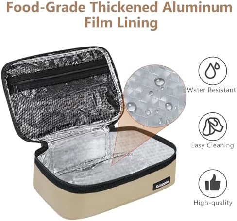 Gloppie Small Lunch Bag, Insulated Lunch Box for Adults, Khaki