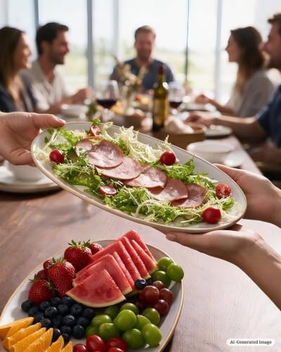 famiware Serving Platters Set of 3 Sizes - Oval, Vanilla White