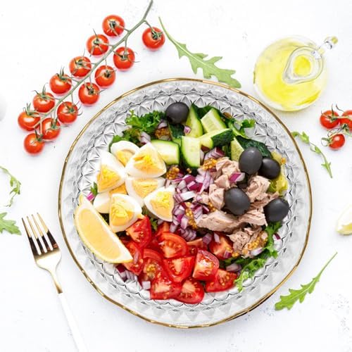 Frcctre 4 Pack 70 Ounce Small Clear Plastic Serving Bowls, 8 Inch Round Plastic Salad Mixing Bowl Reusable and Disposable Catering Bowls for Party, Salad, Fruit, Snack, Chip, Popcorn