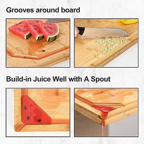 30 x 20 Extra Large Bamboo Cutting Board for Kitchen, Cutting Board Stove Top Cover, Butcher Block Chopping Board with Handle and Juice Groove, Large Charcuterie Board Over the Sink