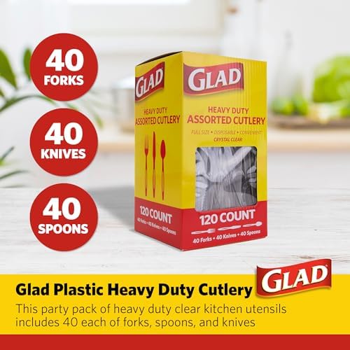 Glad Clear Disposable Plastic Cutlery Set, 120 Count Value Size, 6-Pack