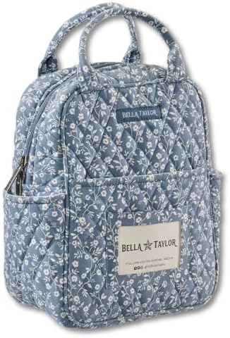 Bella Taylor Lunch Tote, Quilted Lunch Bag, Heritage Blue Floral