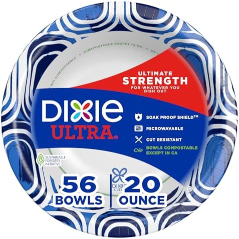 Dixie Ultra Large Paper Bowls 20 Oz, Disposable Bowls, 56 Count