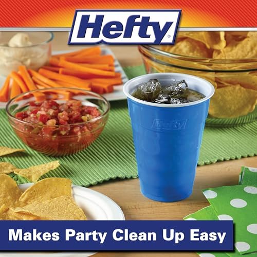 Hefty Party On Disposable Plastic Cups, Marine Blue, 18oz, 120ct