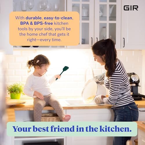 GIR: Get It Right Silicone Kitchen Spatula Turner - Non toxic cooking utensils for Nonstick Cookware, Cooking and Baking, Mini Flip - 11IN - Black (Pack of 2)