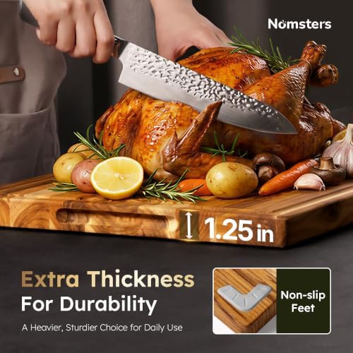 2-Piece Teak Cutting Board Set, Butcher Blocks with Juice Groove