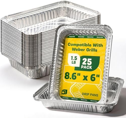 Grill Drip Pans 25 Pack 8.6" x 6" for Weber Q, Spirit & Genesis Series