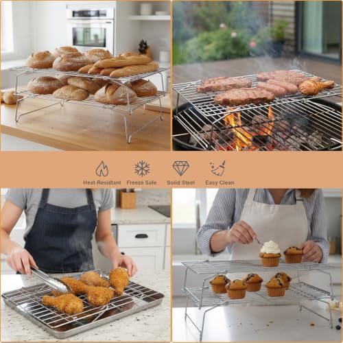 E-far 5-Tier Stainless Steel Cooling Rack, 15”x10.1" for Cooking and Baking