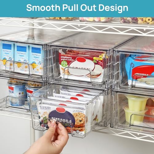 Vtopmart 8 Pack Stackable Clear Drawer with Dividers