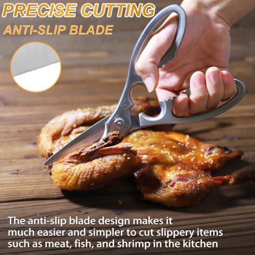 Kitchen Scissors Heavy Duty Ultra Sharp Multi-Purpose Kitchen Shears Stainless Steel Micro-Serrated Detachable Food Scissors for Chicken Poultry Meat Fish Herbs with Non-Slip Safe Grip