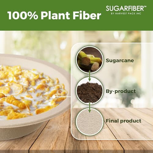 12oz Compostable Paper Bowls Disposable Round Natural Cereal Bowl,600 Count