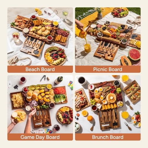 SMIRLY Charcuterie Boards Set, Large Cheese Board Set, Acacia