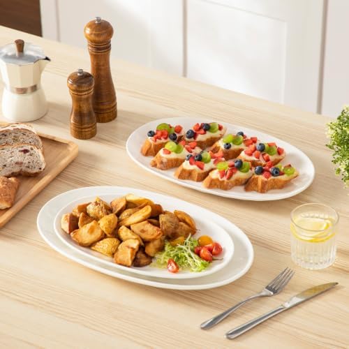 vancasso Ceramic Serving Platters Set of 3, Oval 16/14.7/13.5 Inch, White