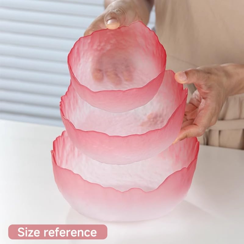 Glass Bowl for Salad Candy Fruit Serving, Decorative Bowl, Dish-Pink 7.6"