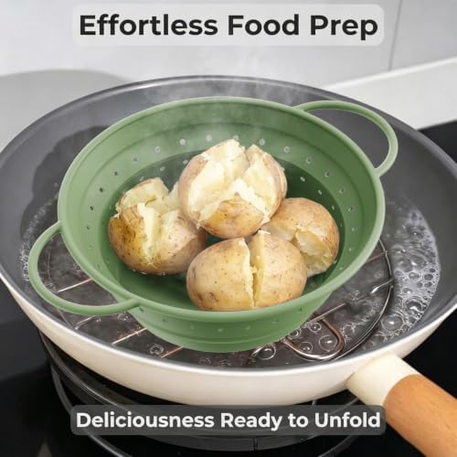 Collapsible Silicone Colander Set of 3, Tongs Included