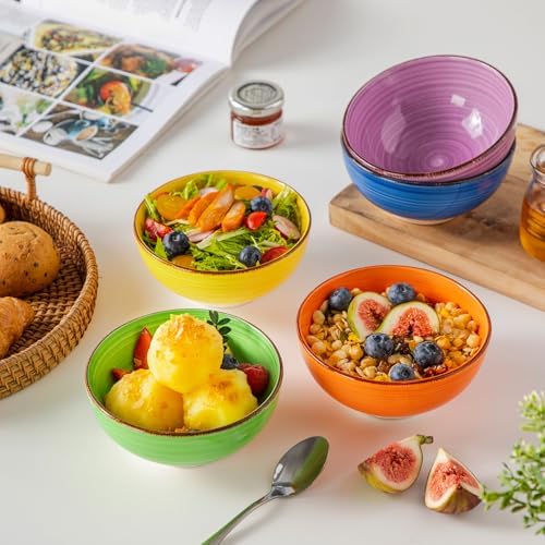 vancasso Bonita 12 Oz Small Bowls Set of 6, Ceramic Mini Dessert & Dipping Dishes, 5" Kids Bowls for Dip and Snacks, Microwave Safe Multicolor