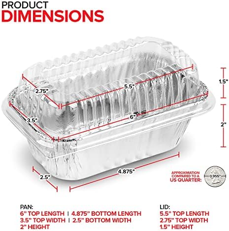 Stock Your Home Disposable Aluminum Mini Loaf Pans with Lids, 1 lb (30 Pack) New & Improved Plastic Dome Lid Foil Baking Tins, Tin Pans for Cake, Bread, Holiday Baked Goods Packaging