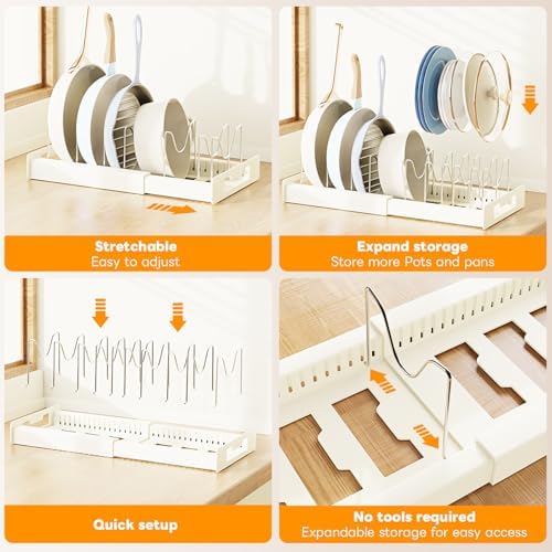 Dayacoco Pot and Pan Organizer, Expandable Pot Organizers Inside Cabinet