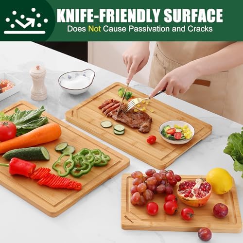 Homaxy Organic Bamboo Cutting Boards Set for Kitchen Set of 3