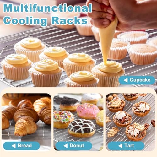 TeamFar Baking Sheet with Rack Set, 3 Pans + 3 Racks, 17.6/12.5/10.5 Inch