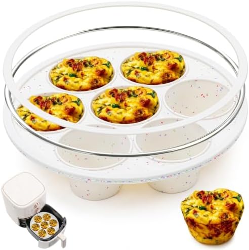 Vinino Silicone Air Fryer Muffin Pan with Reinforced Frame, Egg Bite Mold