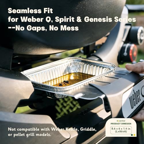 Grill Drip Pans 25 Pack 8.6" x 6" for Weber Q, Spirit & Genesis Series
