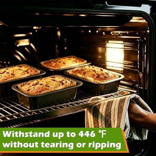 Webake 100Pcs Unbleached Parchment Paper Mini Loaf Pan Liners for 6x3 Small Banana Bread Pan, Ready-to-Use, Non Toxic Baking Papers