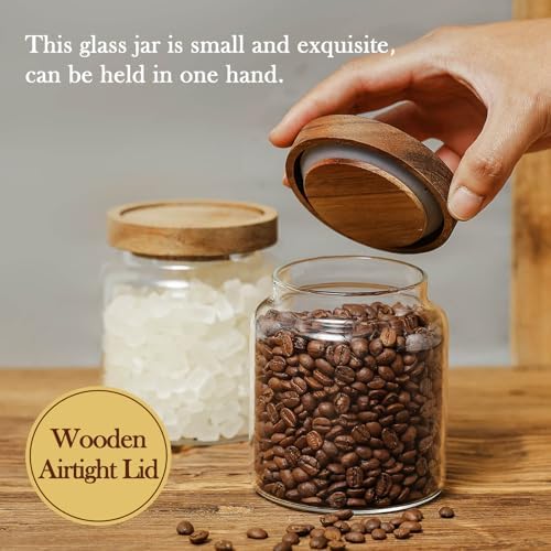Labina Glass Jar with Wood Lid, Airtight Kitchen Storage Canister
