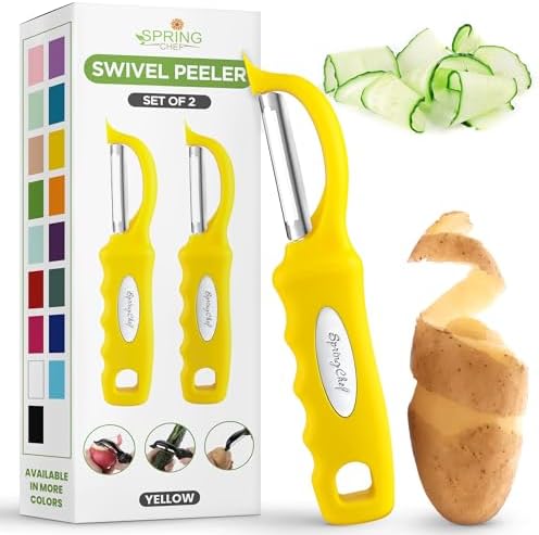Spring Chef Swivel Potato Peeler with Soft Grip Handle, Set of 2, Yellow