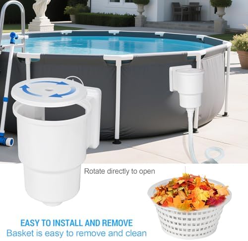 Universal Above Ground Pool Skimmer Kit, Heavy Duty Through Wall Pool Skimmers, Surface Skimmer for Pools for Filter Leaves, Hair, Bugs, and Impurities (Grey)